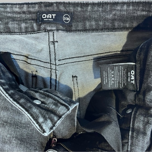 OAT Distressed Stone Wash Black Denim Jeans - Picture 3 of 14